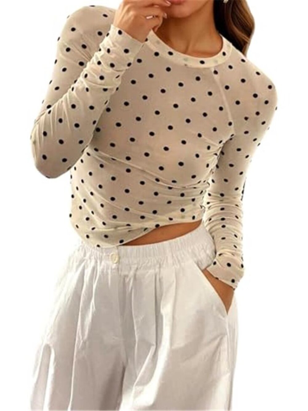 Women's Floral Mesh Top Sheer Long Sleeve Fitted Going Out Shirt